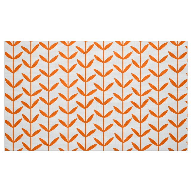 Leaf Stems - Orange on White Fabric (Fat Quarter)