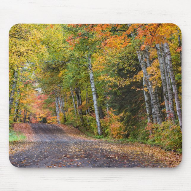 Leaf Strewn Gravel Road With Autumn Colour Mouse Pad (Front)