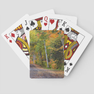 Leaf Strewn Gravel Road With Autumn Colour Playing Cards