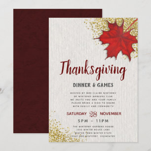 Leaf Thanksgiving Dinner Party Invitation