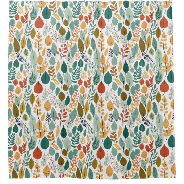 Leaf-Themed Shower Curtain (Front)
