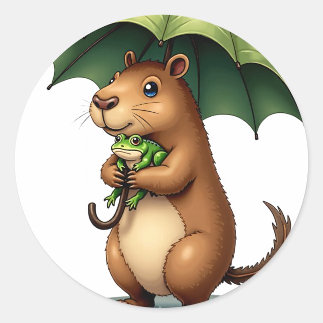 Leaf Umbrella Classic Round Sticker (Front)