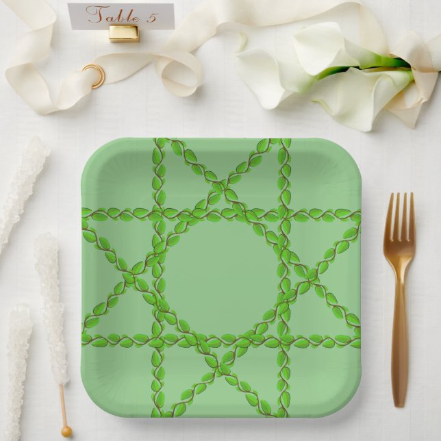 Leaf Vine Border by Kenneth Yoncich Paper Plate (Wedding)
