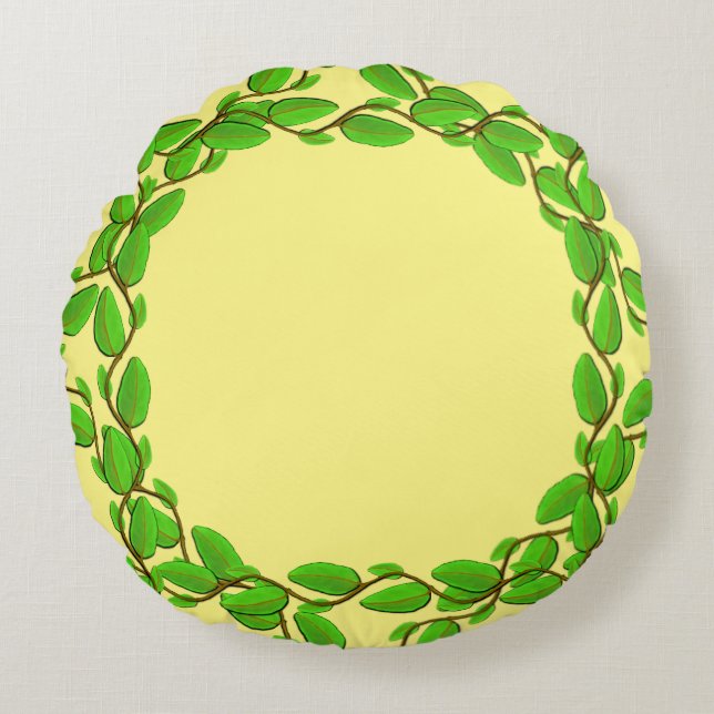Leaf Vine Border by Kenneth Yoncich Round Cushion (Front)