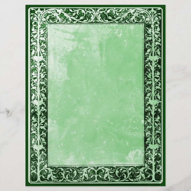 Leaf & Vine Border Scrap & Craft Paper green mint (Front)