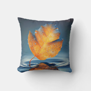 Leaf Water Calm Tranquil Nature Peaceful Season  Cushion