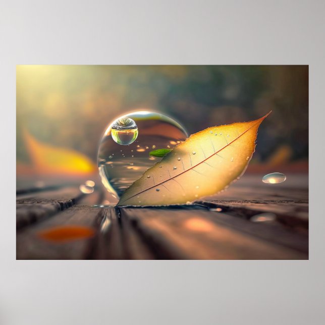 Leaf Water Calm Tranquil Nature Peaceful Season Poster (Front)