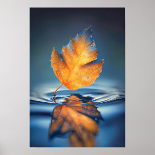 Leaf Water Calm Tranquil Nature Peaceful Season Poster