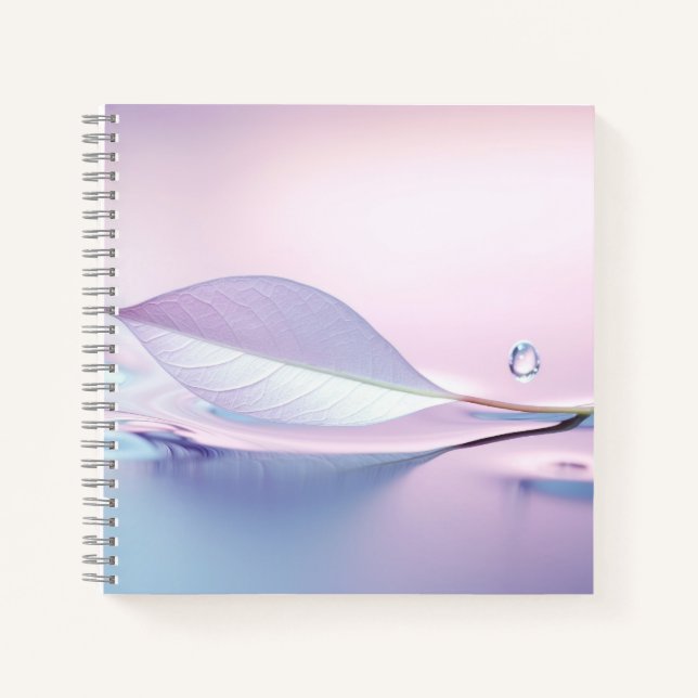 Leaf Water Drop Nature Serene Tranquil  Notebook (Front)