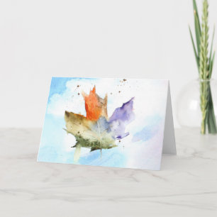 Leaf watercolor blank note card. card