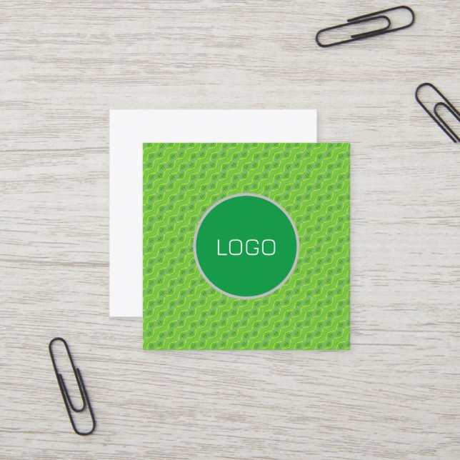 Leaf with water drops pattern square business card (Front/Back In Situ)