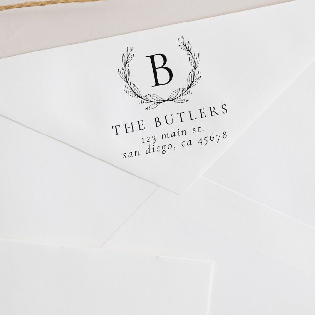 Leaf Wreath Initial Return Address Stamp (Creator Uploaded)