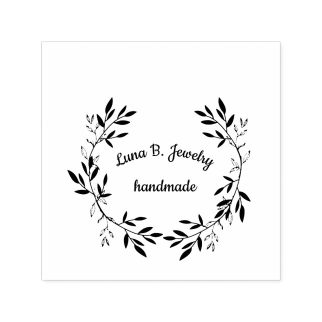 Leaf Wreath Logo Handmade Product Packaging Self-inking Stamp (Design)