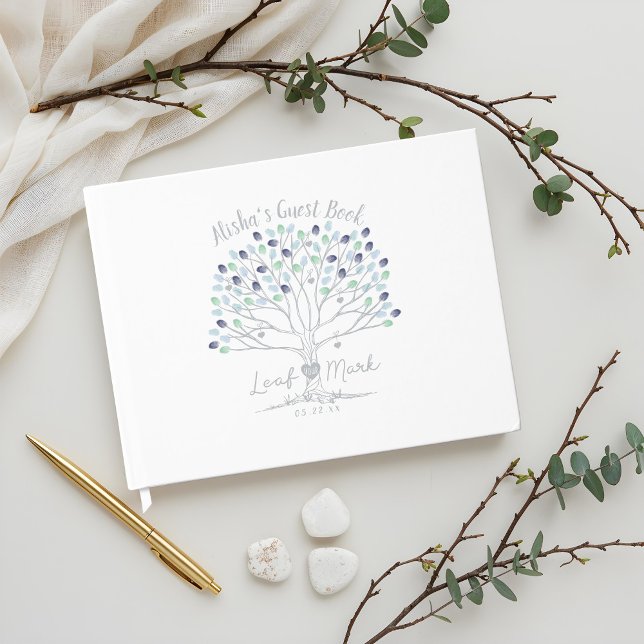 Leaf Your Mark Blue & Green Fingerprint Tree Guest Book (Leaf Your Mark Blue & Green Fingerprint Tree Guest Book)