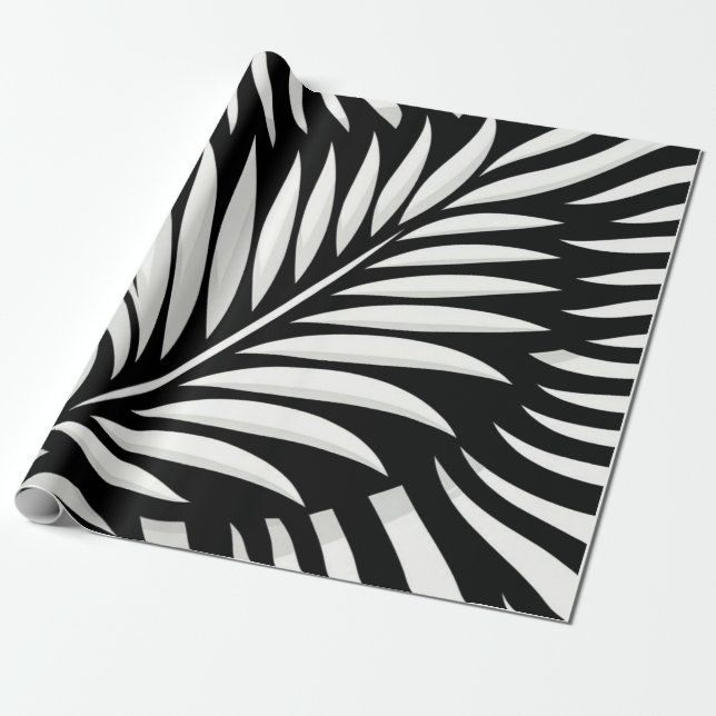 Leaf Zebra Stripes style  Wrapping Paper (Unrolled)