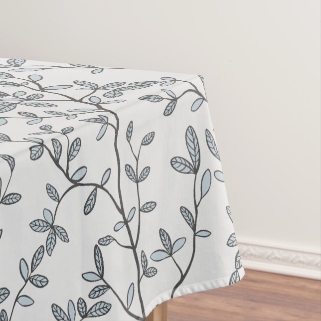 Leafline Spread Cool Grey Charcoal Tablecloth (In Situ)