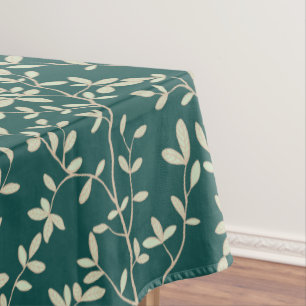 Leafline Spread Deep Teal Warm Sand Tablecloth