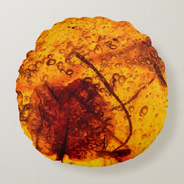 Leafy Amber Round Cushion (Front)