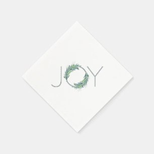 Leafy Blue Joy wreath Christmas/holiday Napkin