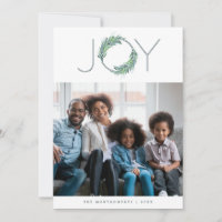 Leafy Blue Joy wreath Christmas/holiday photo