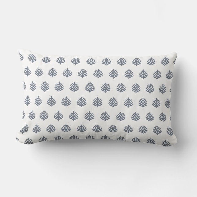 Leafy blue Throw Pillow (Front)