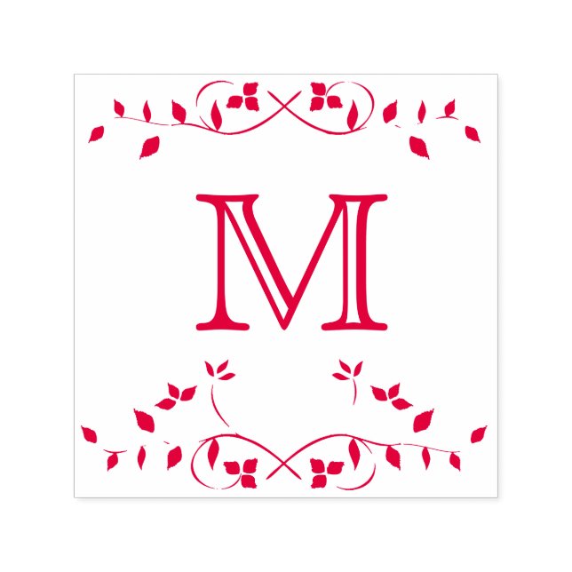Leafy Border Self-Inking Monogram Stamp (Design)