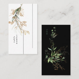 Leafy Botanical Eucalyptus Modern Black Branch Place Card
