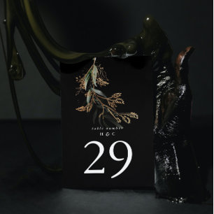 Leafy Botanical Eucalyptus Modern Premium Black Table Number