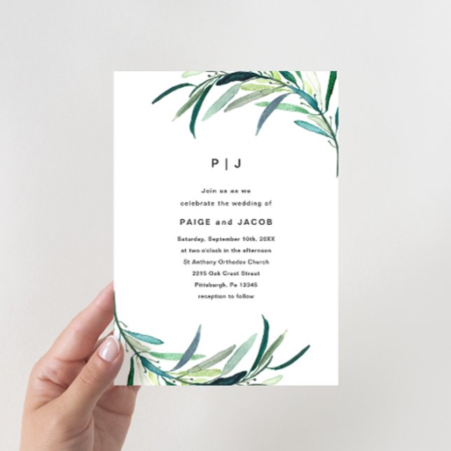 Leafy Botanical Wedding Invitation (Creator Uploaded)