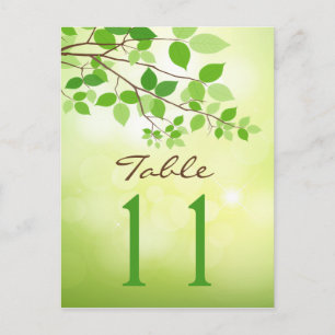 Leafy Branches Wedding Table Number Postcard