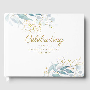 Leafy "Celebration of life" White Guest Book