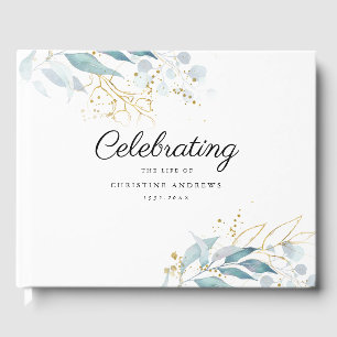 Leafy "Celebration of life" White Guest Book