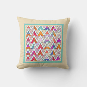 Leafy Chevron on Tan/MintThrow Pillow