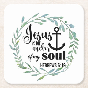Leafy Christian/Bible  Square Paper Coaster