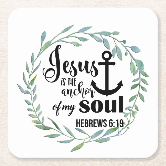 Leafy Christian/Bible  Square Paper Coaster (Front)