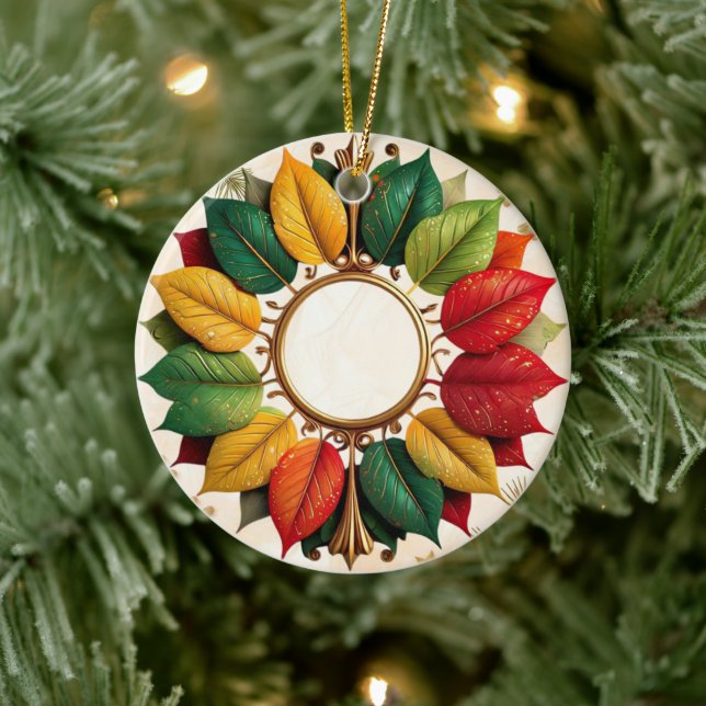 "Leafy Christmas Spectacle" Ceramic Ornament (Tree)