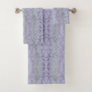 Leafy Creeping Vine Drawing Pattern With Pastels Bath Towel Set