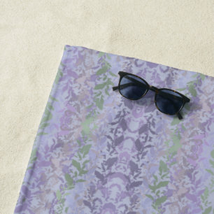 Leafy Creeping Vine Drawing Pattern With Pastels Beach Towel
