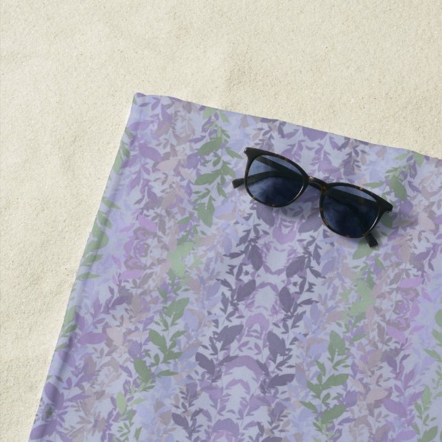 Leafy Creeping Vine Drawing Pattern With Pastels Beach Towel (In Situ)