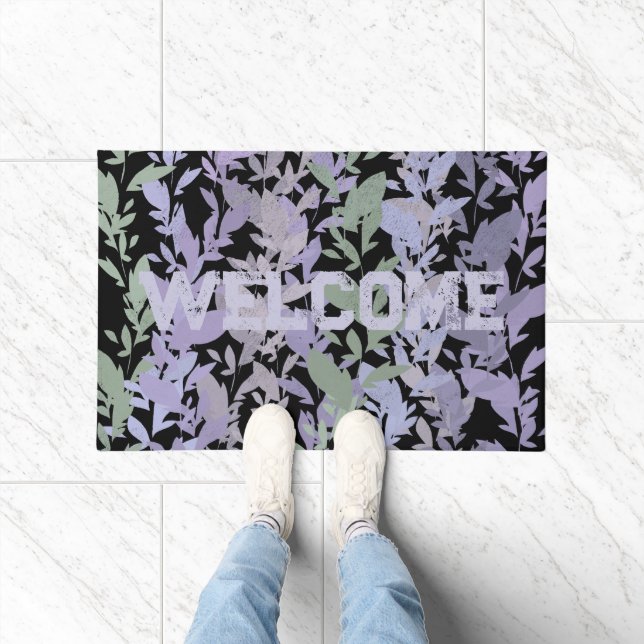 Leafy Creeping Vine Drawing Pattern With Pastels Doormat (Indoor)