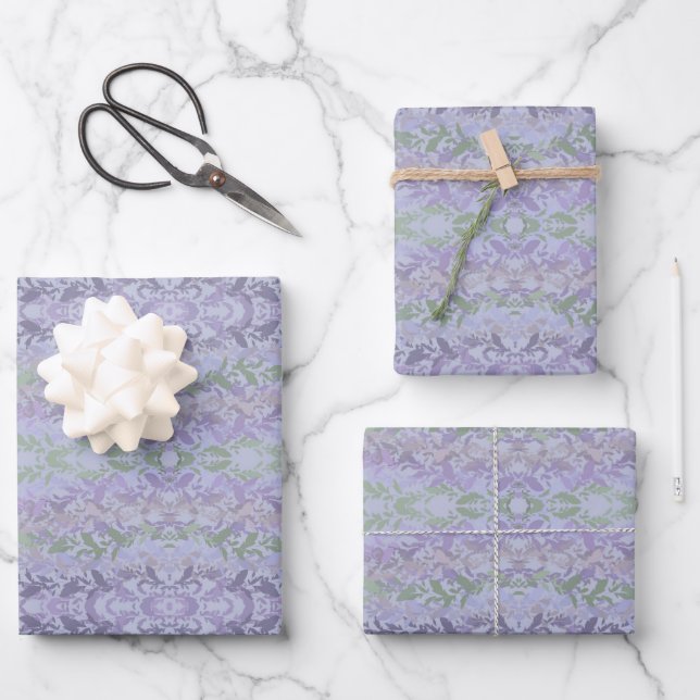 Leafy Creeping Vine Drawing Pattern With Pastels Wrapping Paper Sheet (Front)