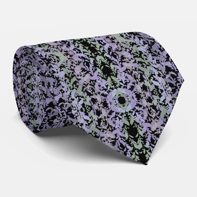 Leafy Creeping Vine Soft Pastel Drawing Pattern  Tie (Rolled)