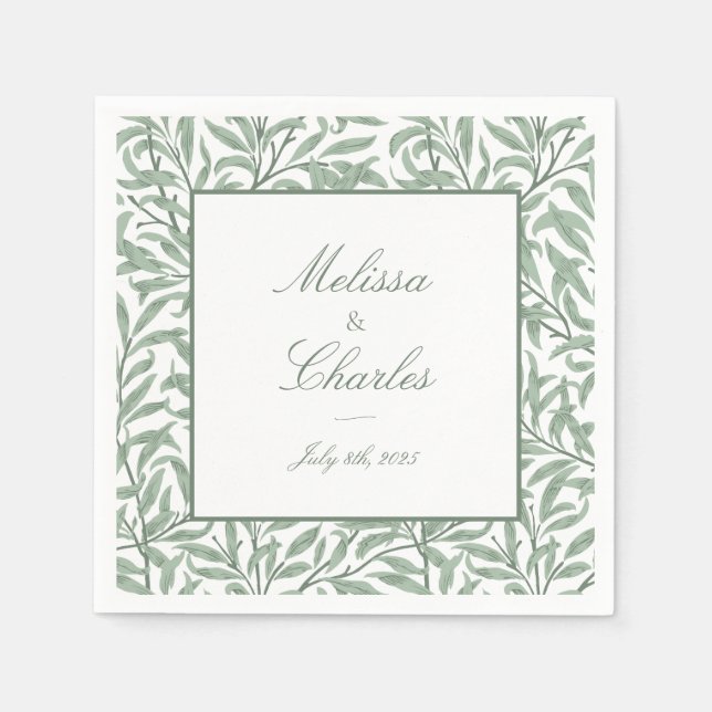 Leafy customisable wedding napkins (Front)