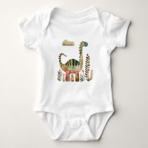 Leafy Dino Scene – Cute Dinosaur Shirt for Kids