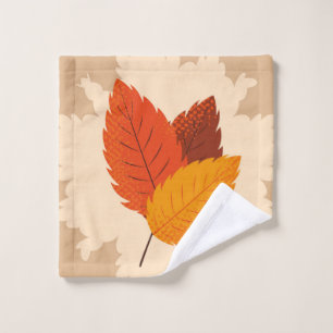 Leafy Fall Pattern Bright Colours Yellow Orange Bath Towel Set