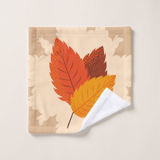 Leafy Fall Pattern Bright Colours Yellow Orange  Bath Towel Set (Wash Cloth)