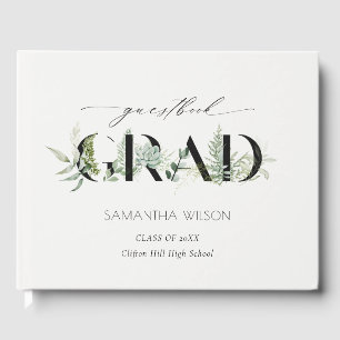 Leafy Fern Succulent Green Fauna Photo Graduation Guest Book