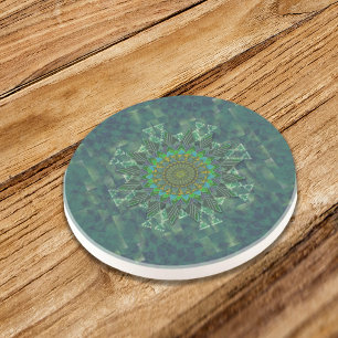 Leafy floral square stick puzzle parameterisation coaster