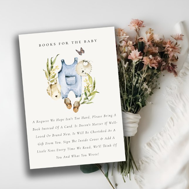 Leafy Foliage Boy Clothes Books For Baby Shower Enclosure Card (Creator Uploaded)