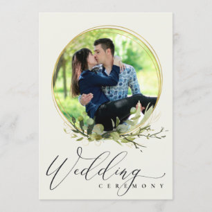 LEAFY FOLIAGE WATERCOLOR PHOTO OVERLAY WEDDING INVITATION